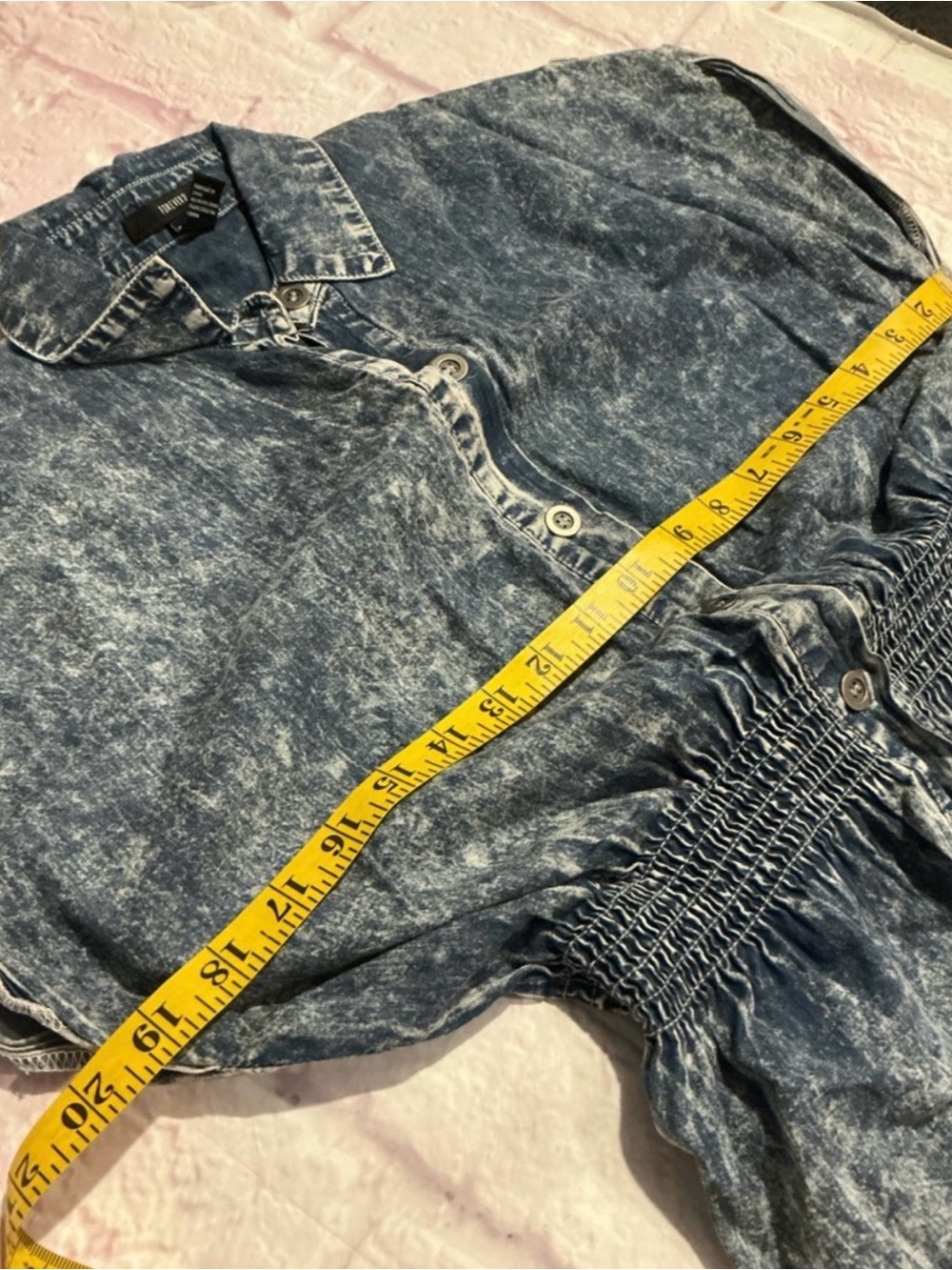 Vintage 90s Blue Acid-Wash Denim Shirt Dress - Picture 8 of 9